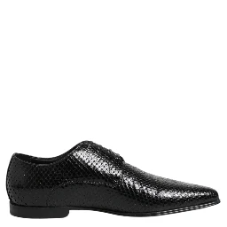 Black Exotic Leather Lace Up Derby Shoes