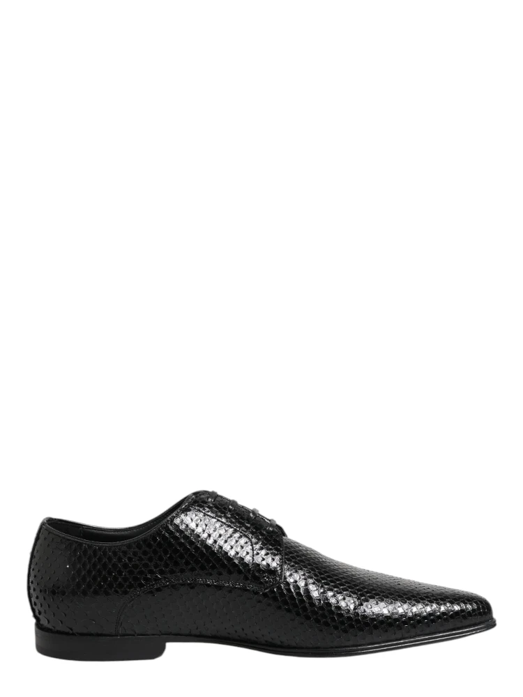 Black Exotic Leather Lace Up Derby Shoes