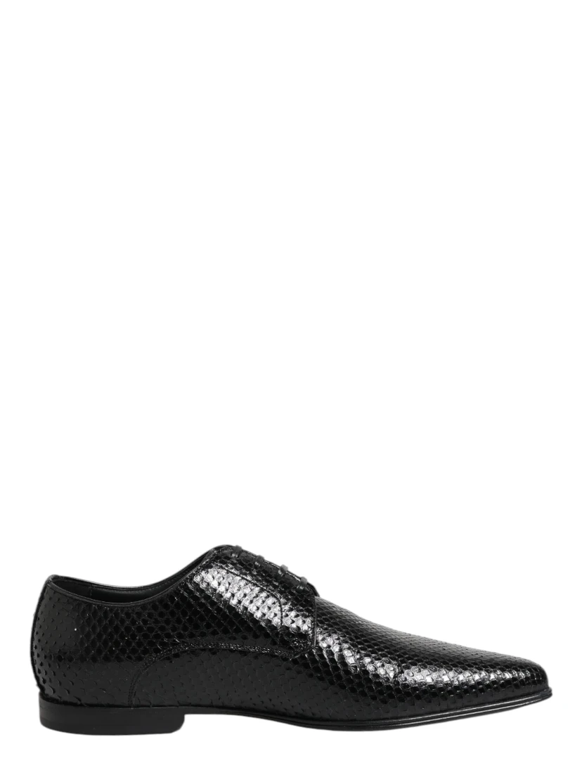 Black Exotic Leather Lace Up Derby Shoes