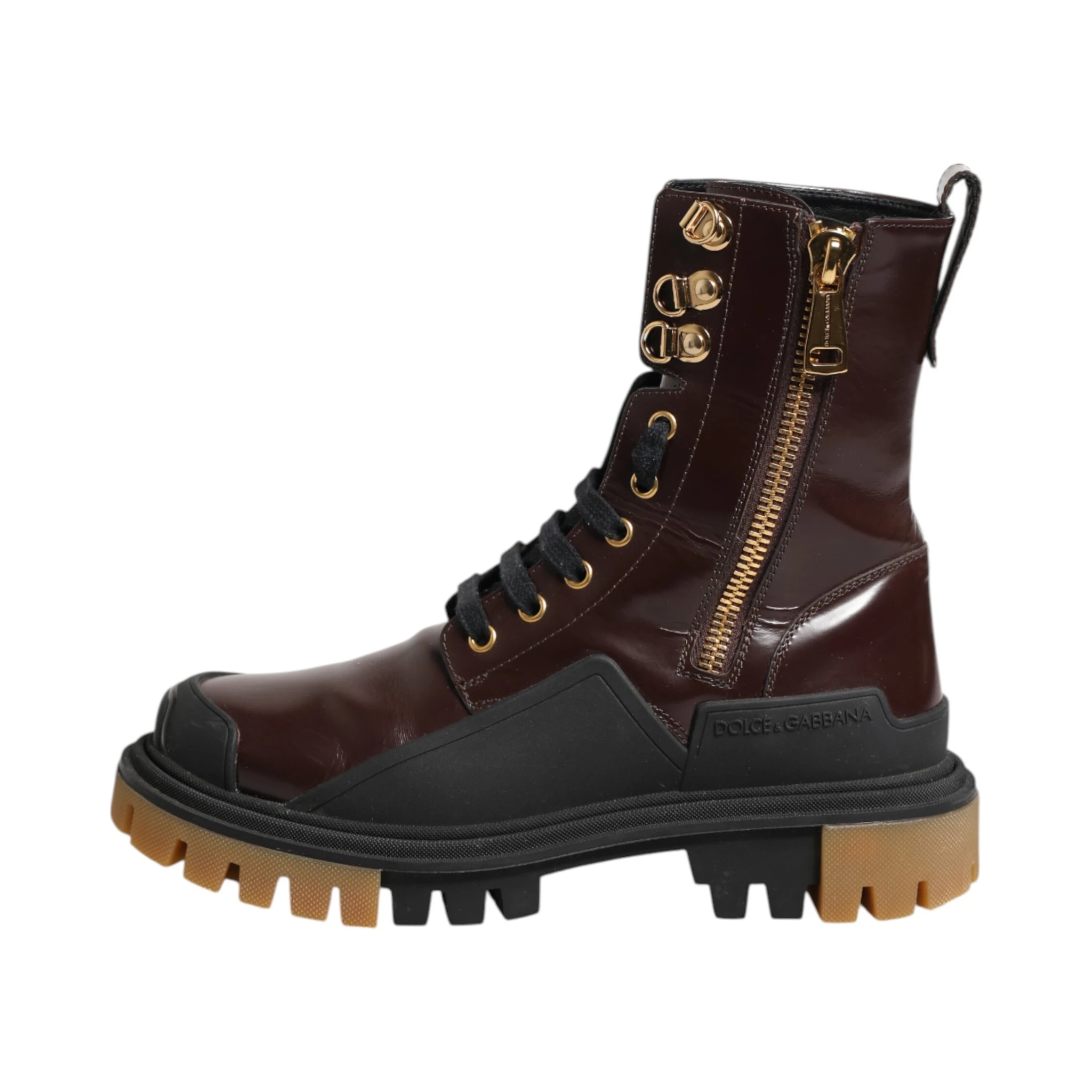 Maroon Leather Mid Calf Biker Boots Shoes