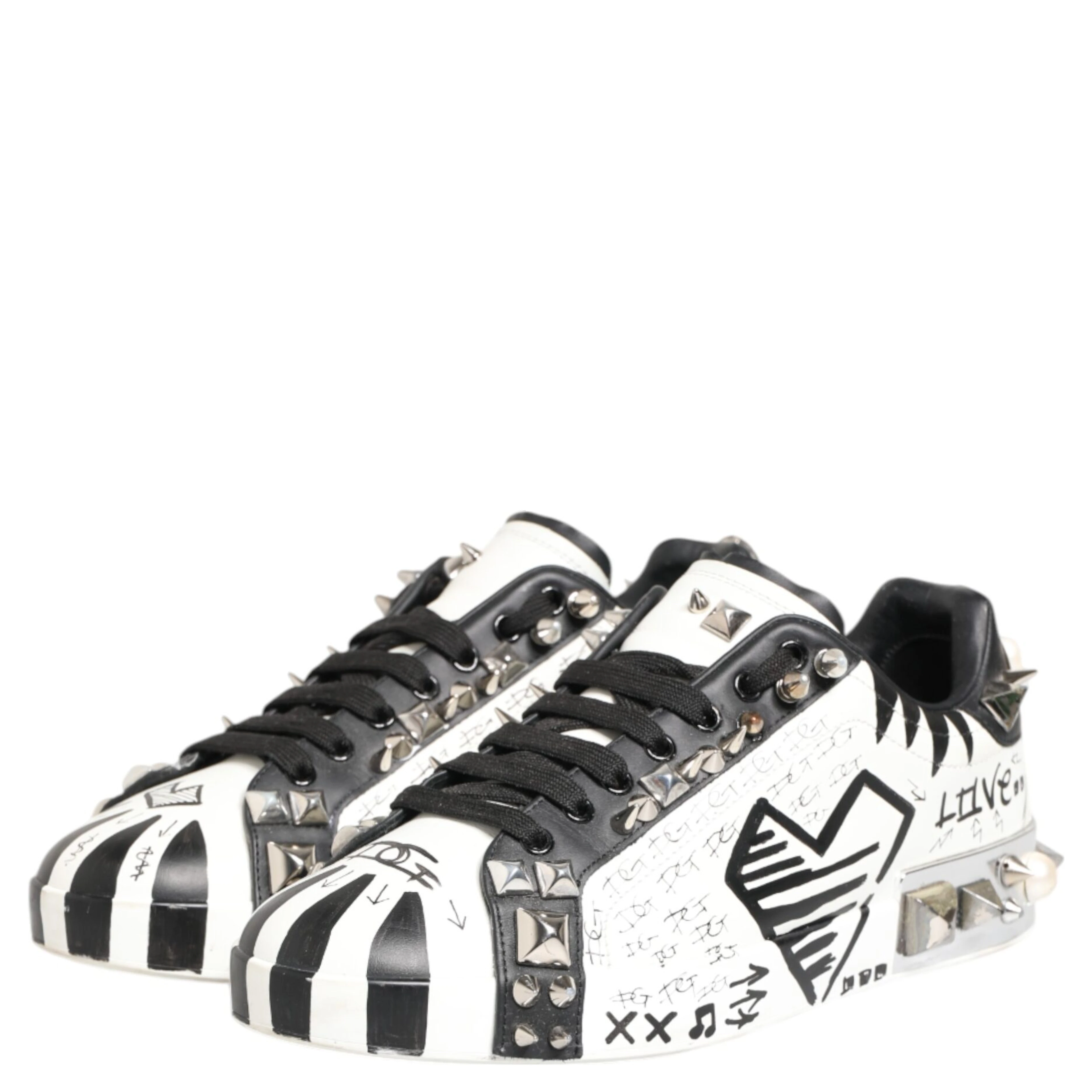 White Studded Printed Low Top Sneakers Shoes