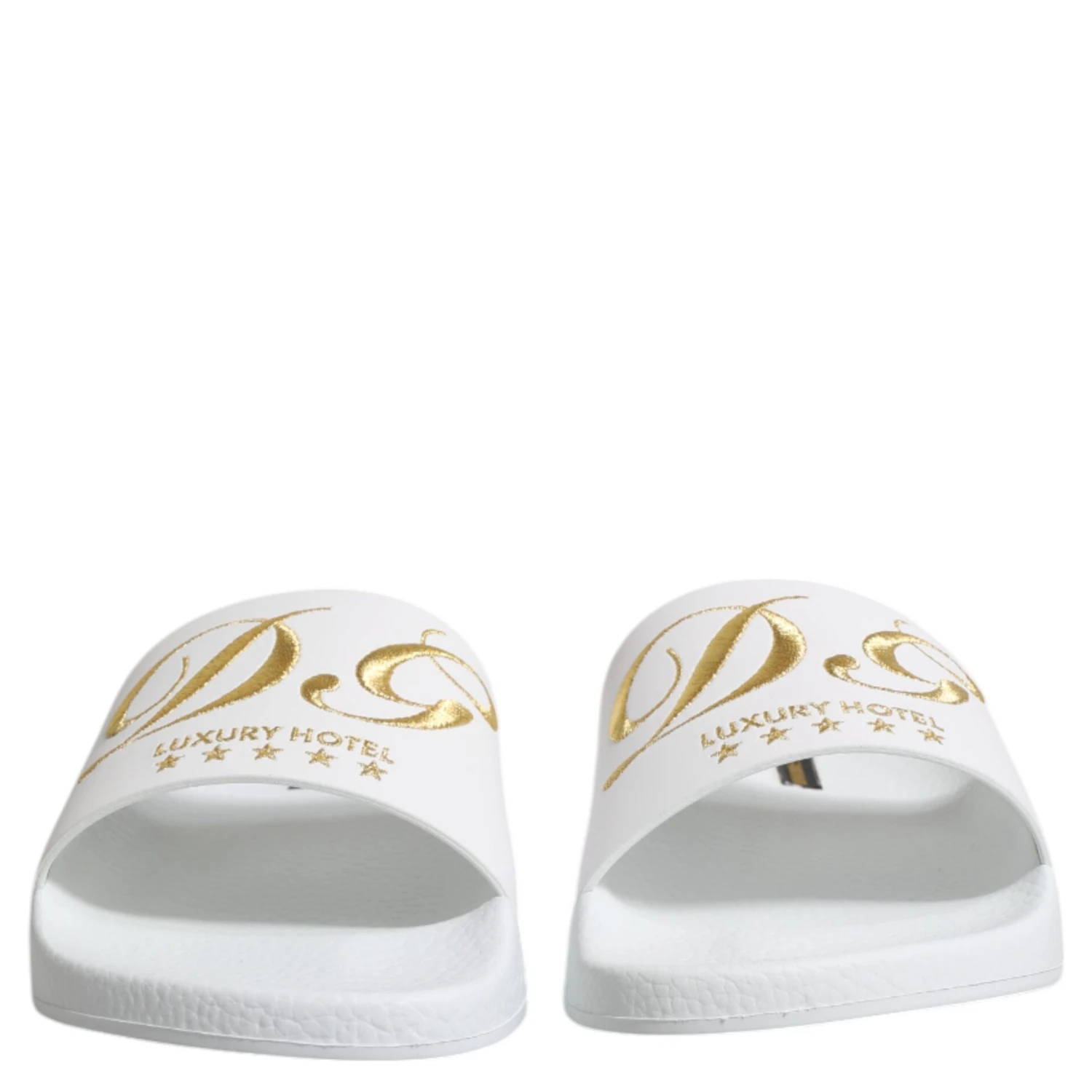 White Leather Slides Sandals Beachwear Shoes