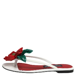 Red White KEIRA Flower Leather Sandals Shoes