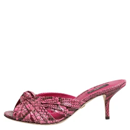 Pink Leather Heels Slides Sandals Shoes