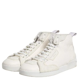 White Leather Mid Top Sneakers Shoes