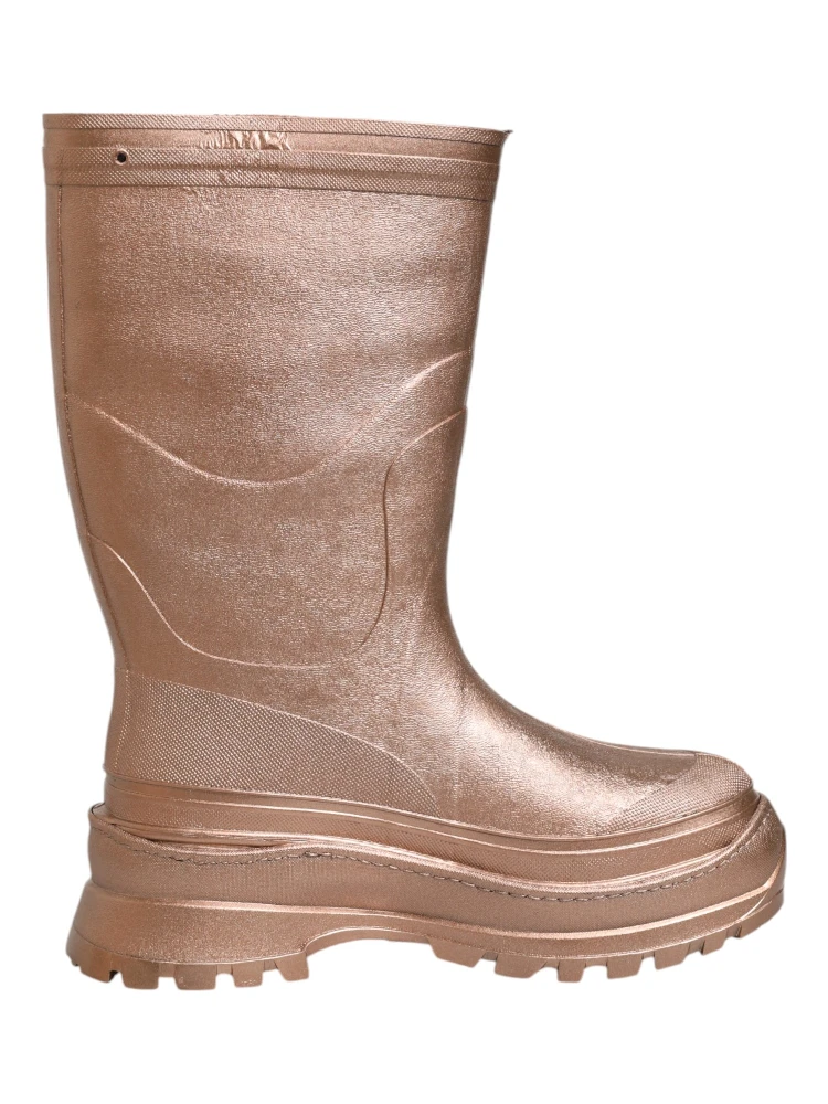 Metallic Gold Pull On Rain Boots Shoes