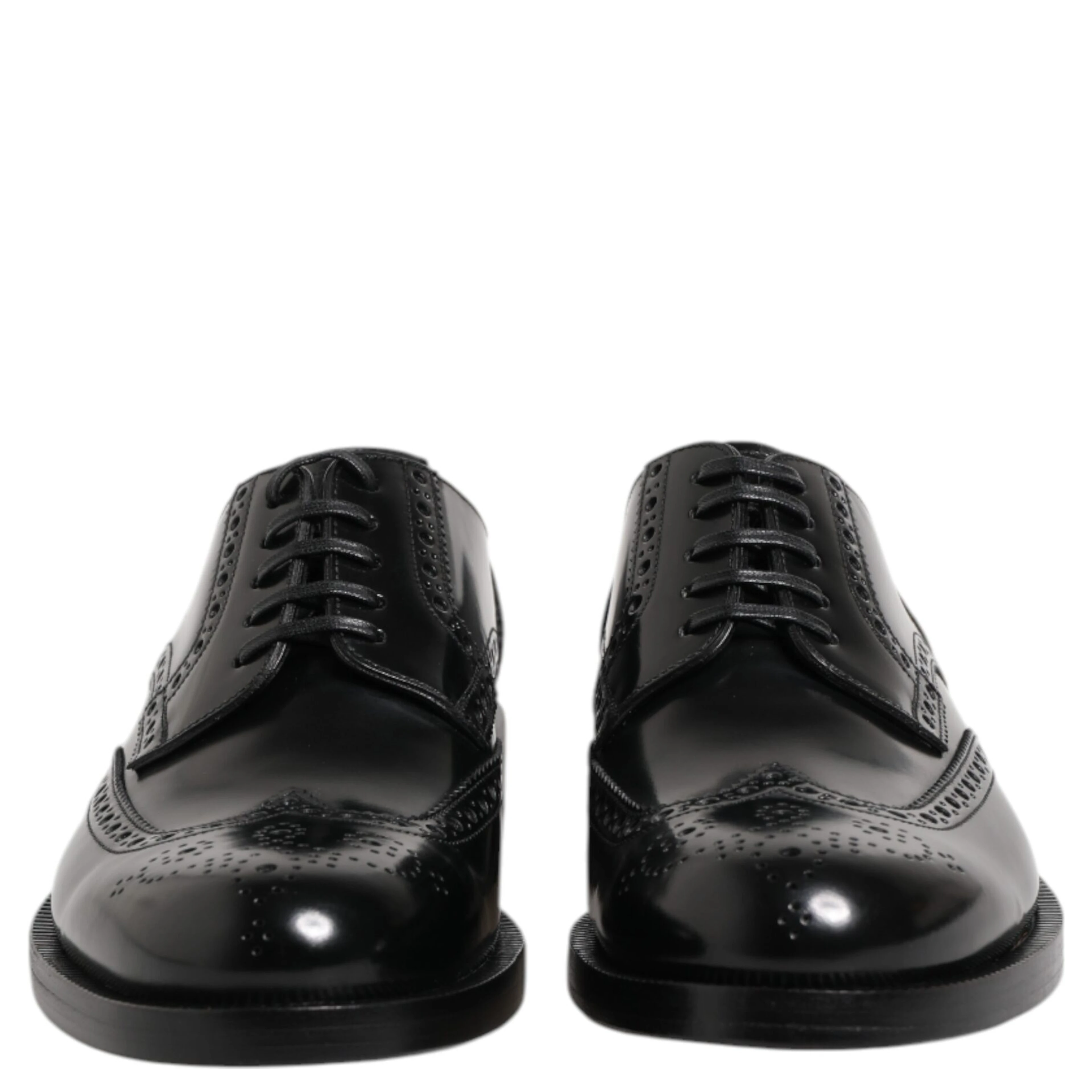Black Leather Derby Wingtip Formal Shoes