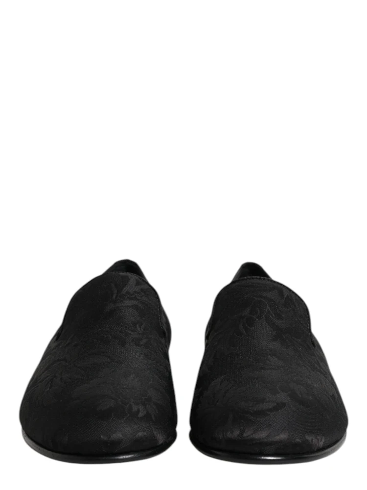 Black Floral Brocade Loafers Men Dress Shoes alternative