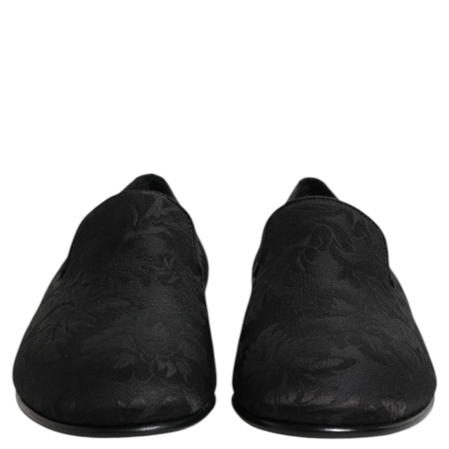 Black Floral Brocade Loafers Men Dress Shoes