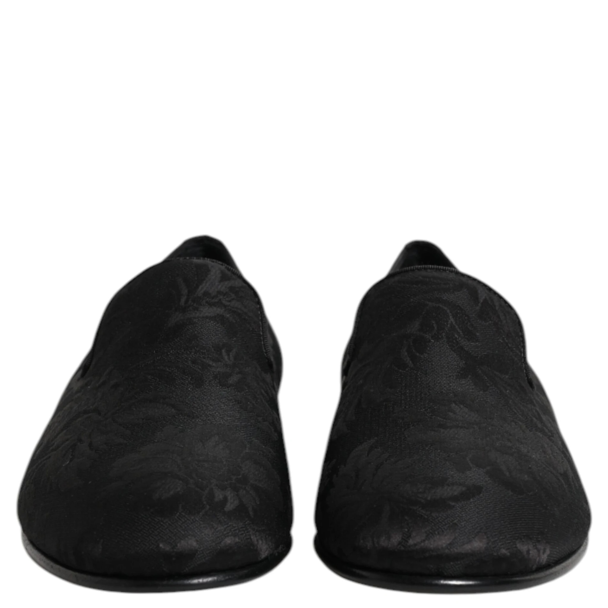 Black Floral Brocade Loafers Men Dress Shoes
