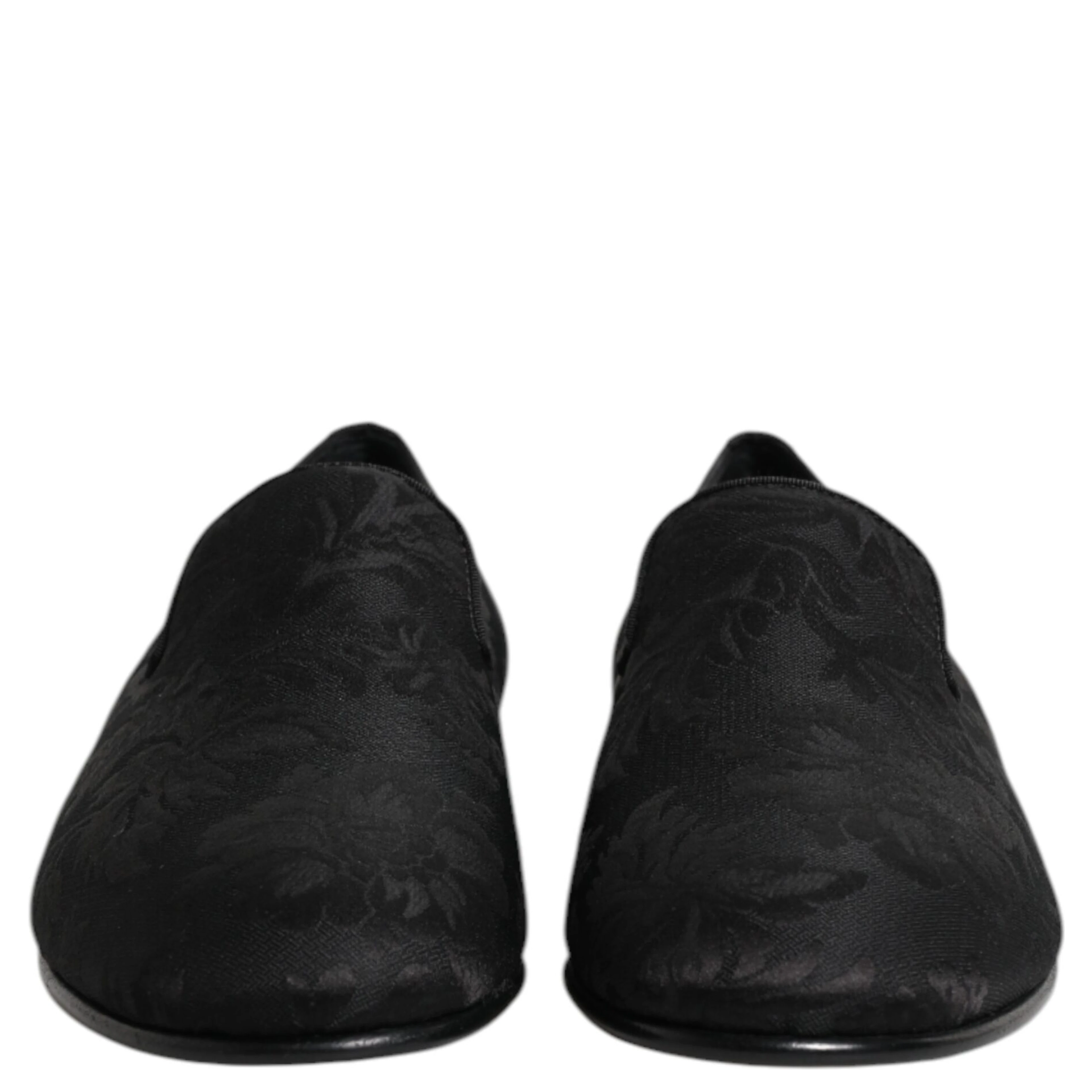 Black Floral Brocade Loafers Men Dress Shoes