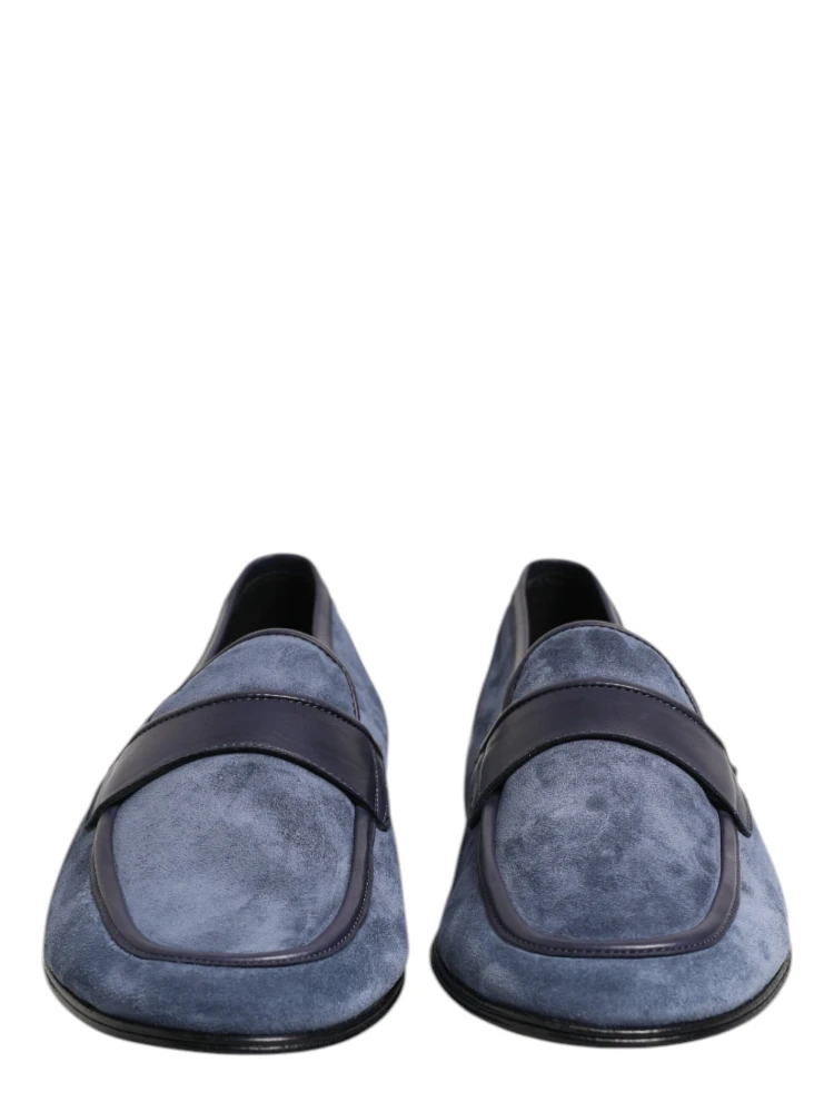Blue Suede Leather Loafers Moccasin Shoes alternative