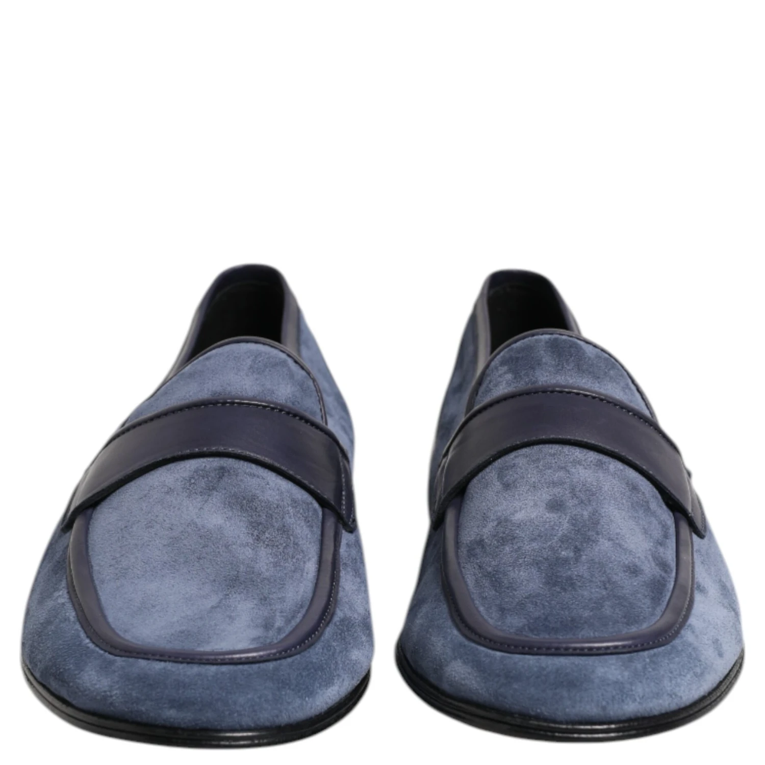 Blue Suede Leather Loafers Moccasin Shoes