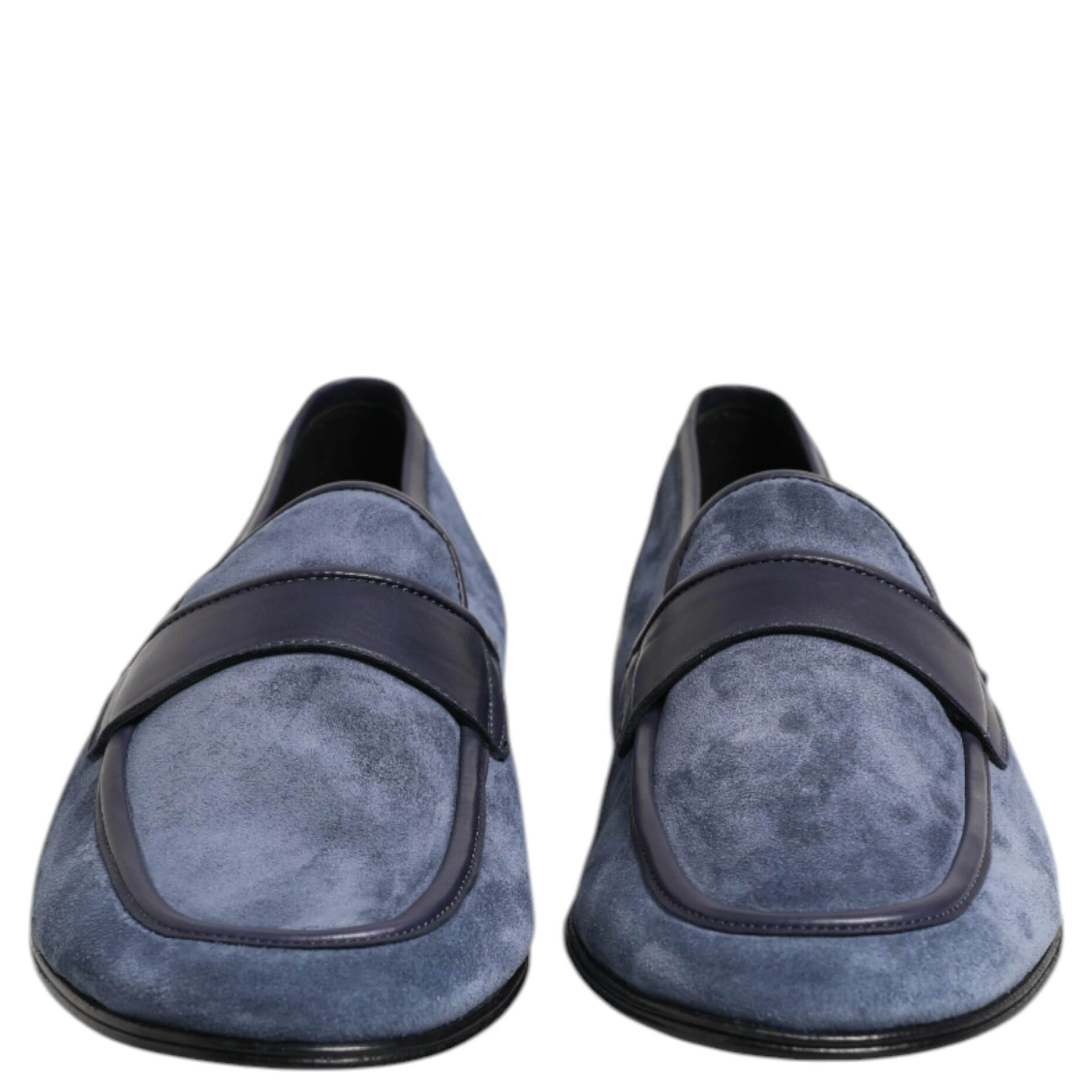 Blue Suede Leather Loafers Moccasin Shoes