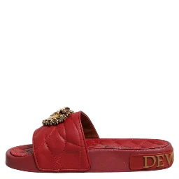 Red Devotion Matelassé Leather Slides Shoes