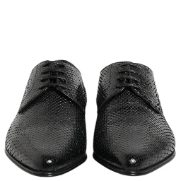Black Exotic Leather Lace Up Derby Shoes