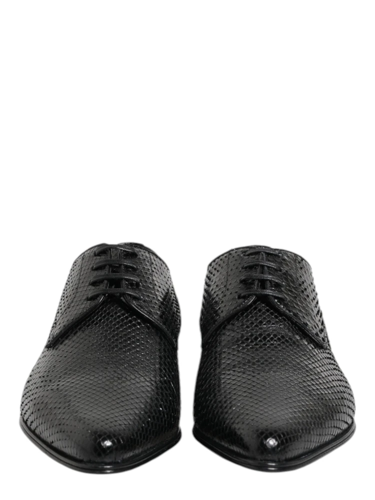 Black Exotic Leather Lace Up Derby Shoes alternative