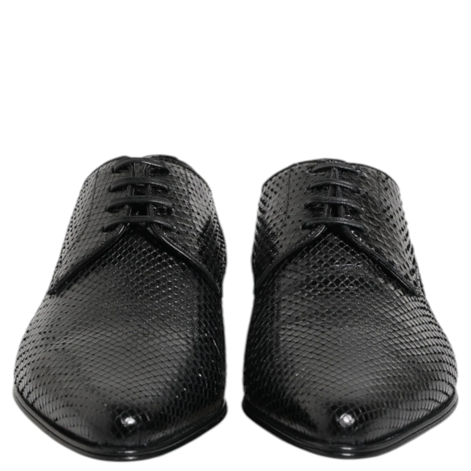 Black Exotic Leather Lace Up Derby Shoes