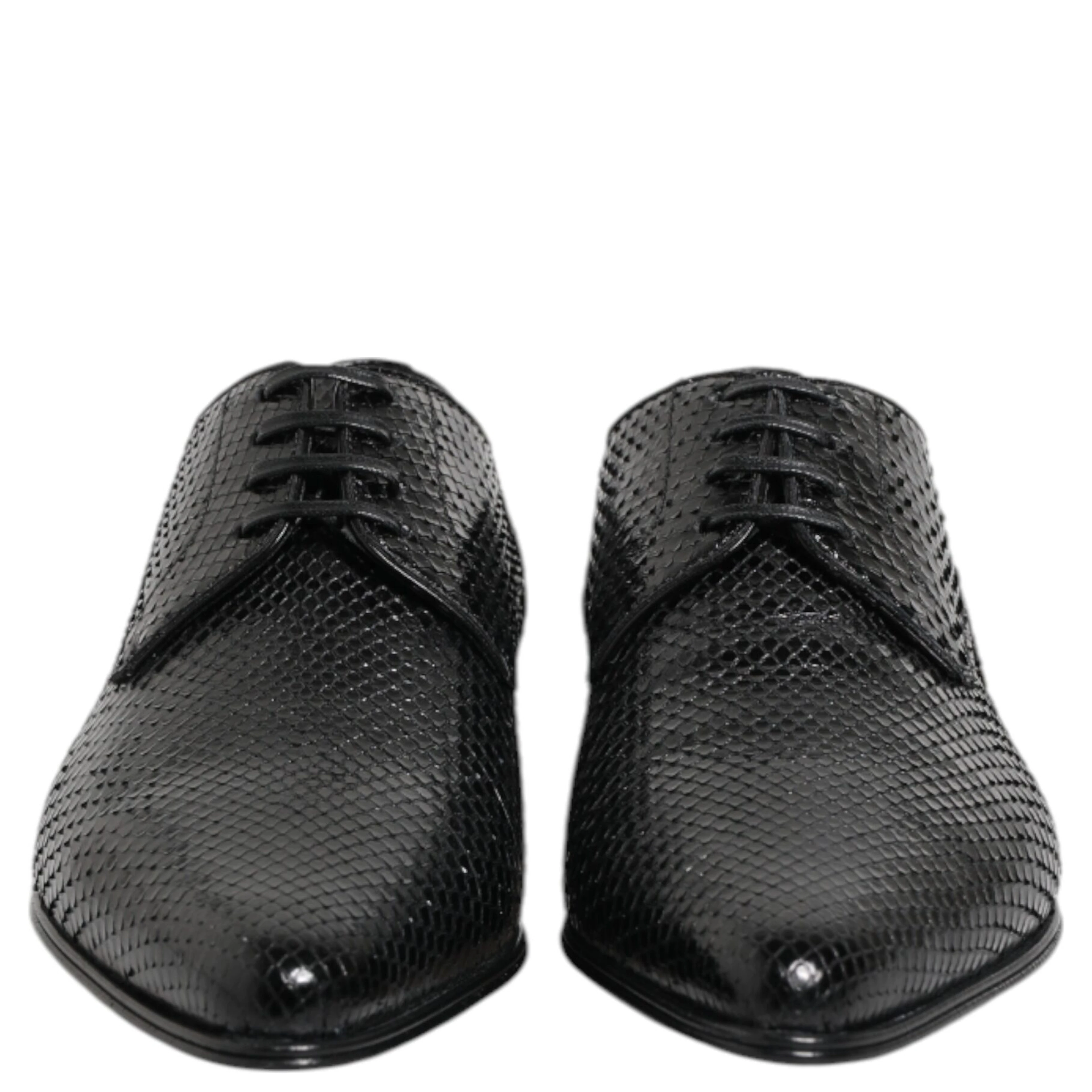 Black Exotic Leather Lace Up Derby Shoes