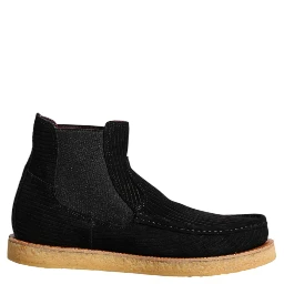 Black Calf Suede Slip On Ankle Boots Shoes