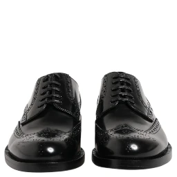 Black Leather Derby Wingtip Formal Shoes
