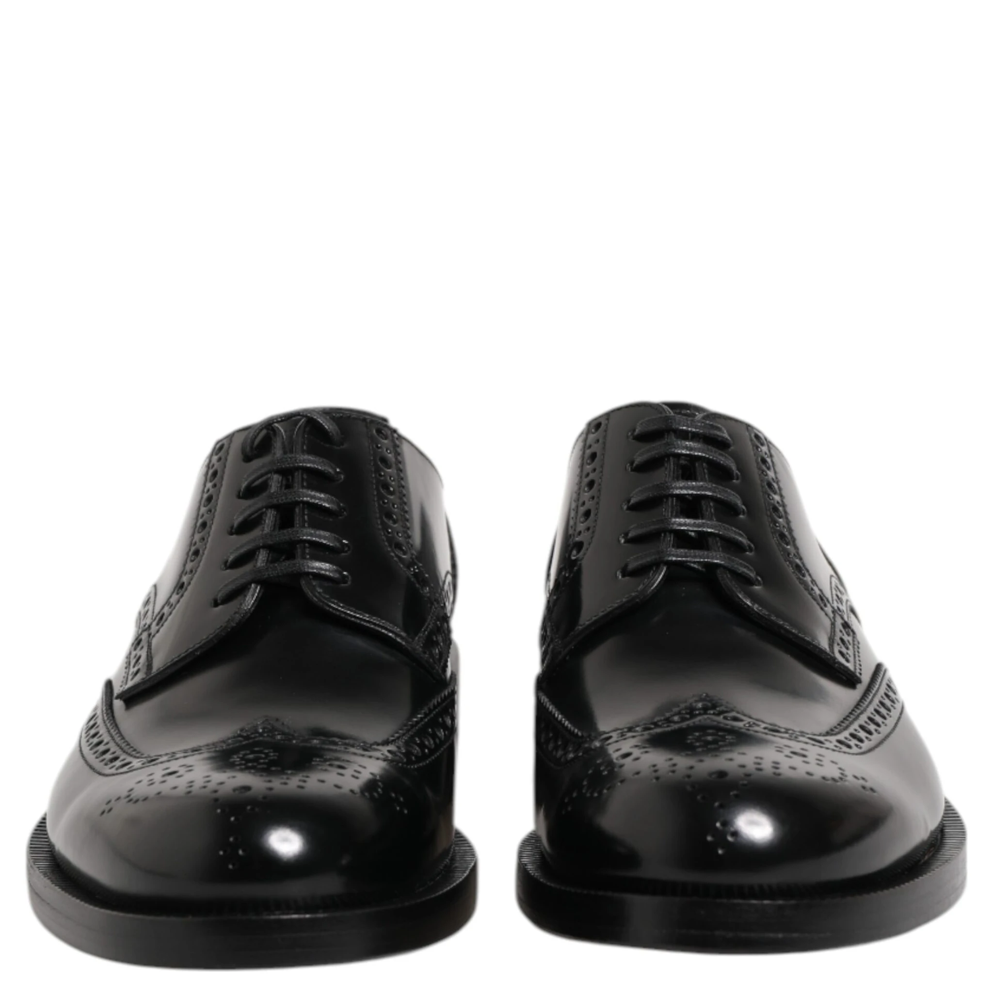 Black Leather Derby Wingtip Formal Shoes