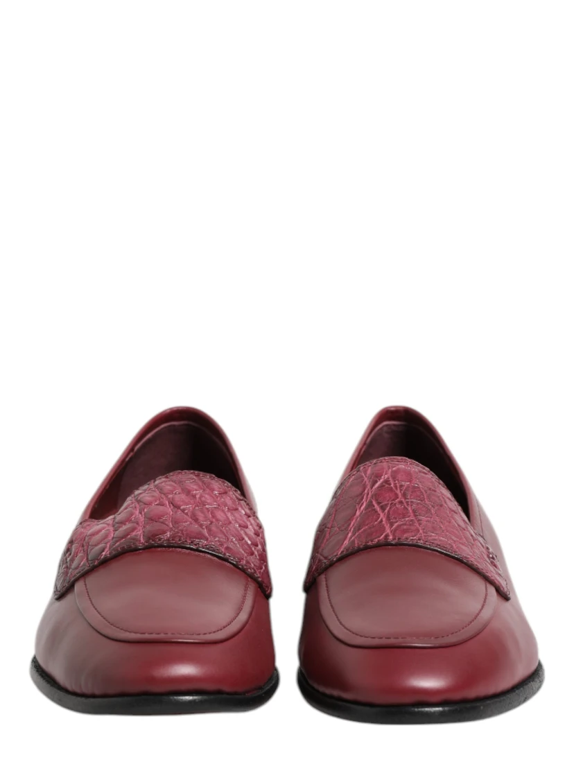 Burgundy Leather Formal Slip On Shoes