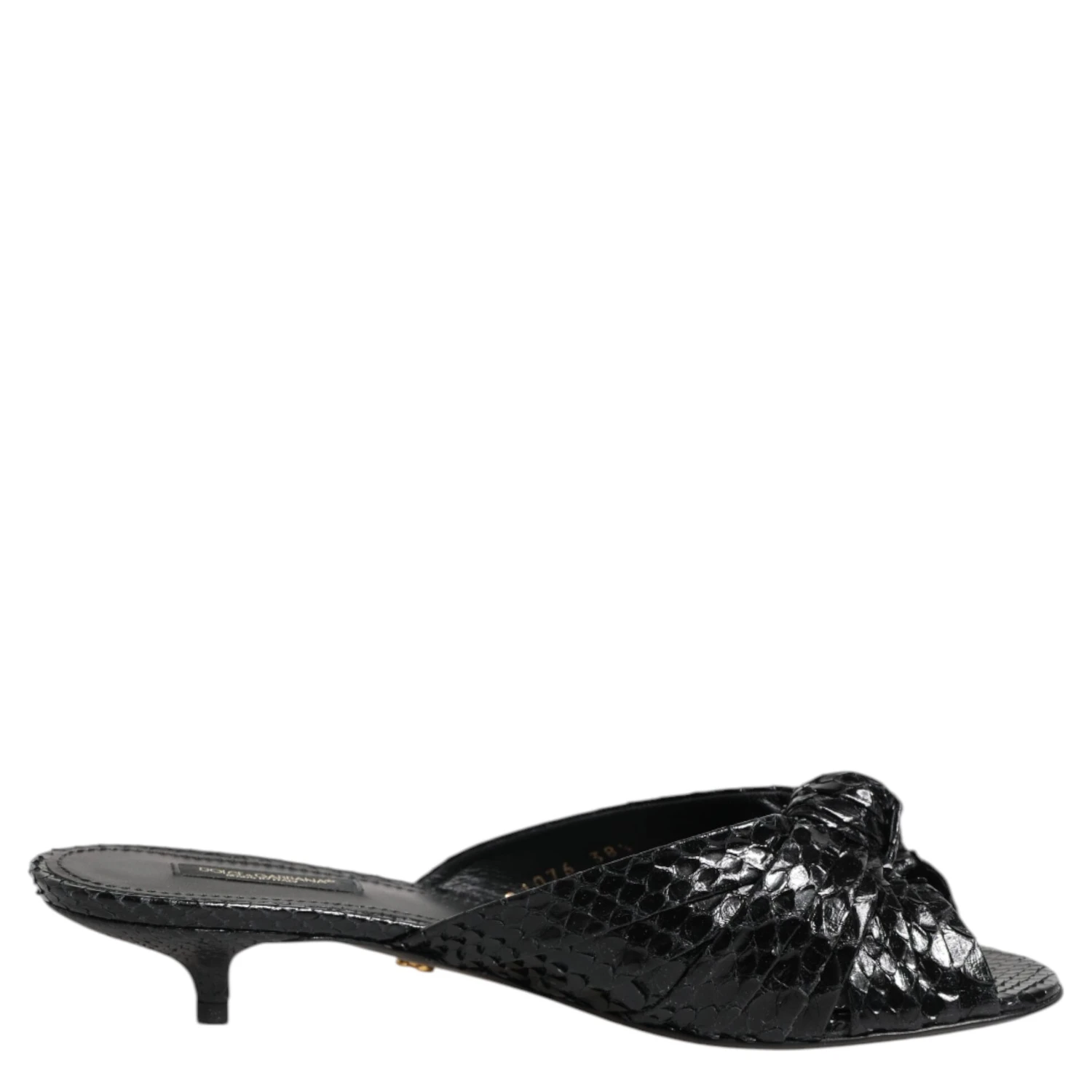 Black Leather Heels Slides Sandals Shoes