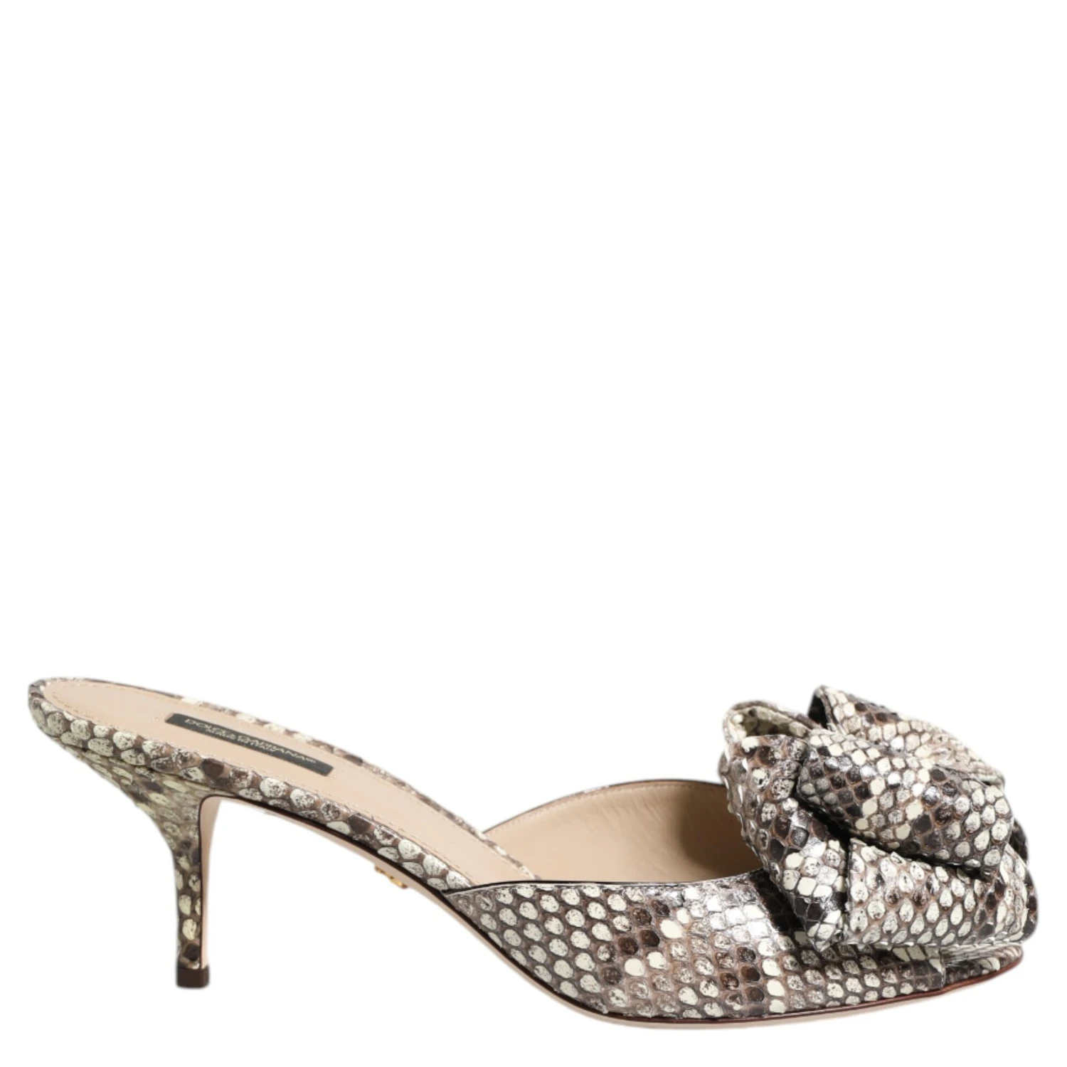 Multicolor Keira Bow Leather Peep Toe Mules Shoes