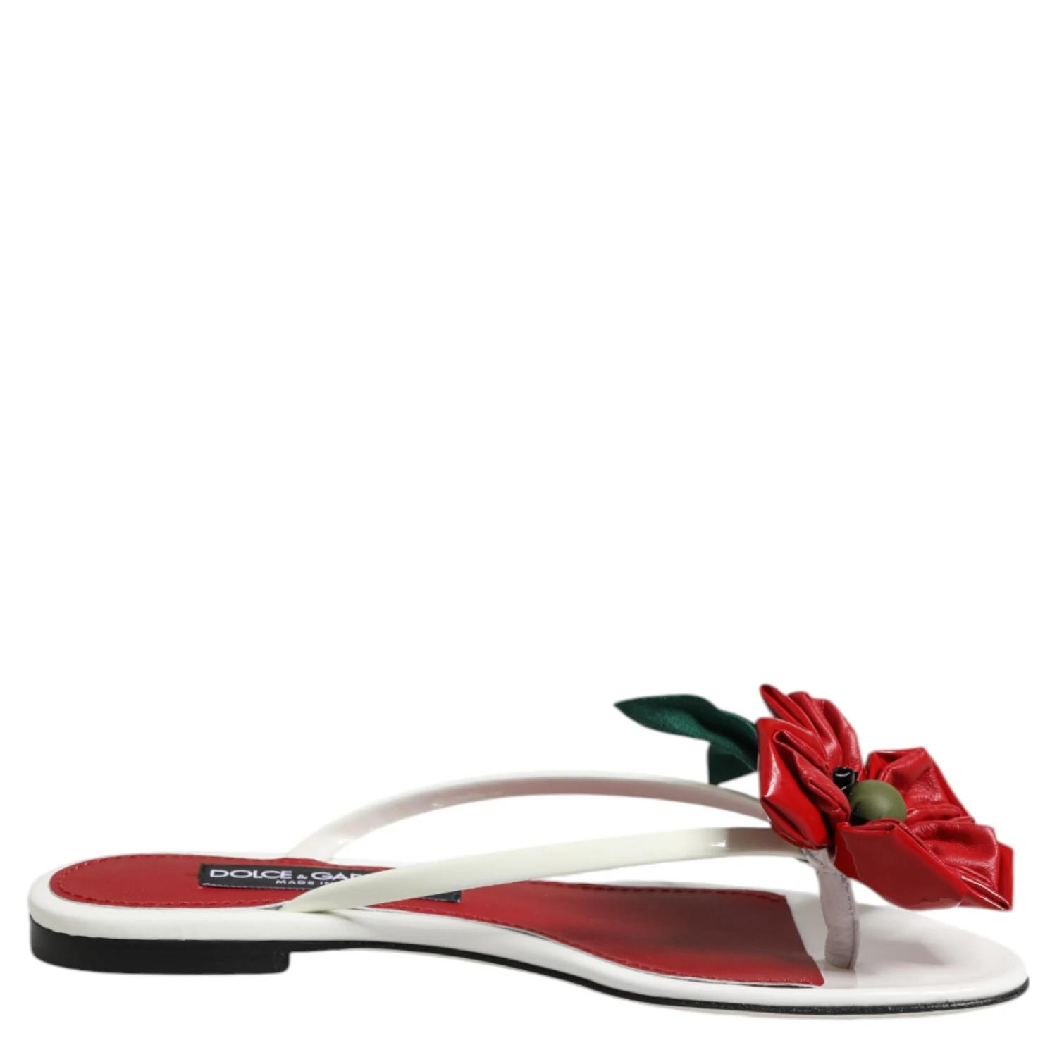 Red White KEIRA Flower Leather Sandals Shoes