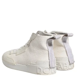White Leather Mid Top Sneakers Shoes