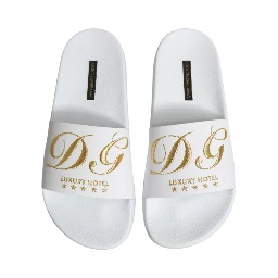 White Leather Slides Sandals Beachwear Shoes