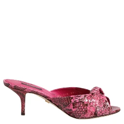 Pink Leather Heels Slides Sandals Shoes