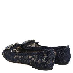Blue Taormina Lace Crystals Flats Shoes