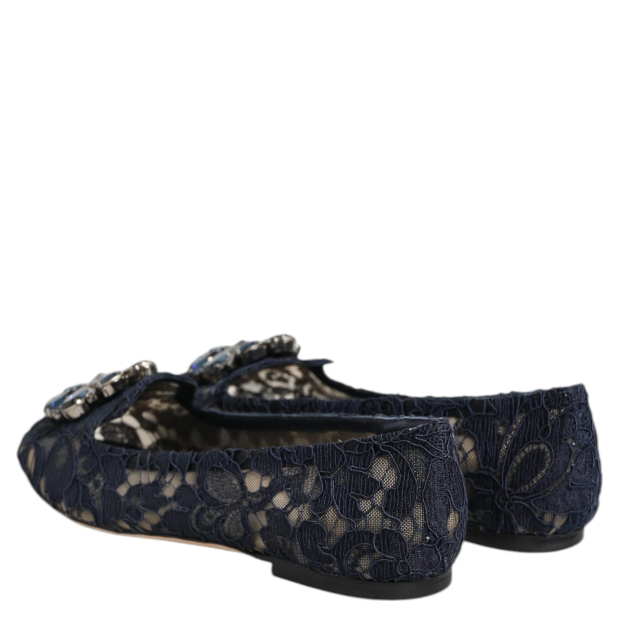 Blue Taormina Lace Crystals Flats Shoes
