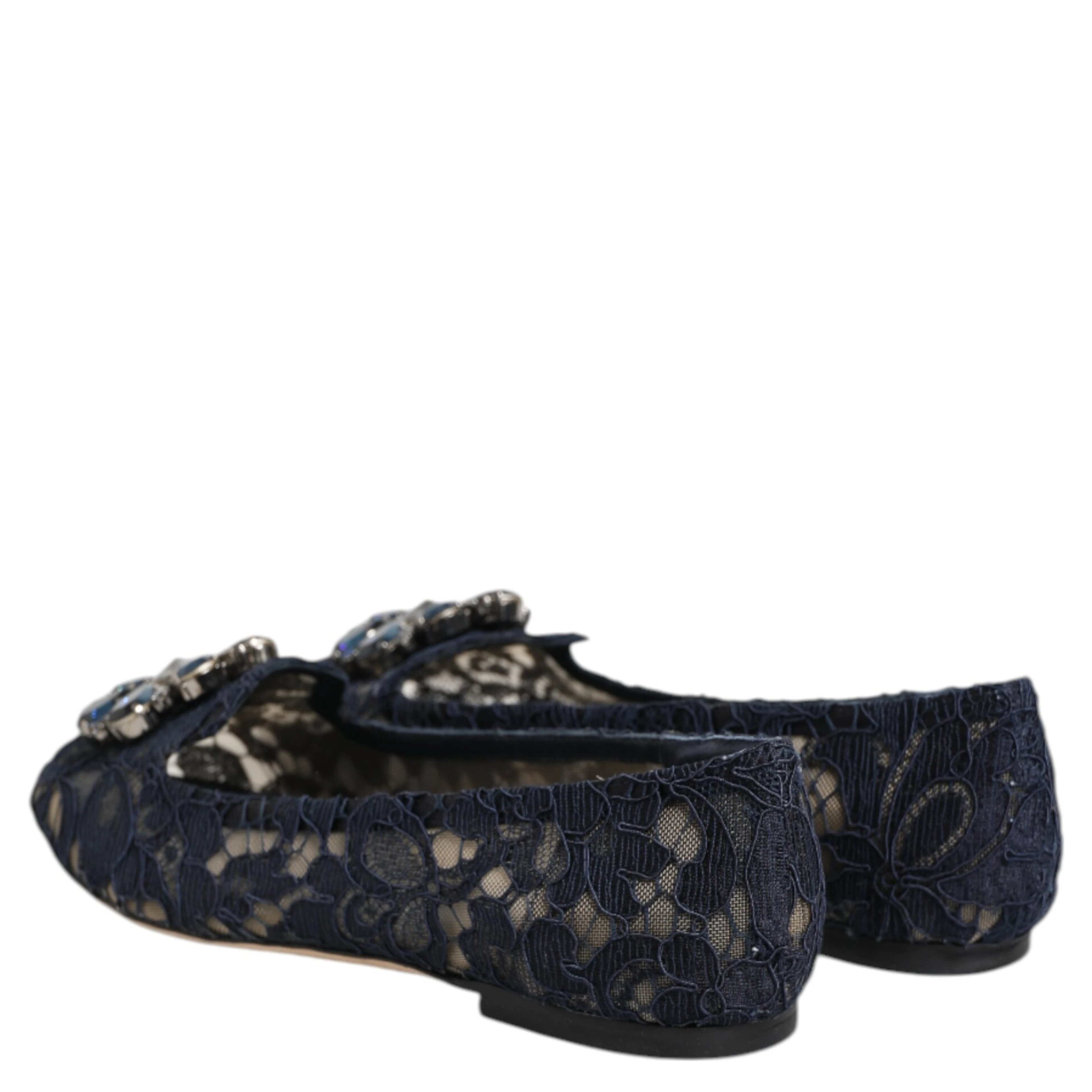Blue Taormina Lace Crystals Flats Shoes