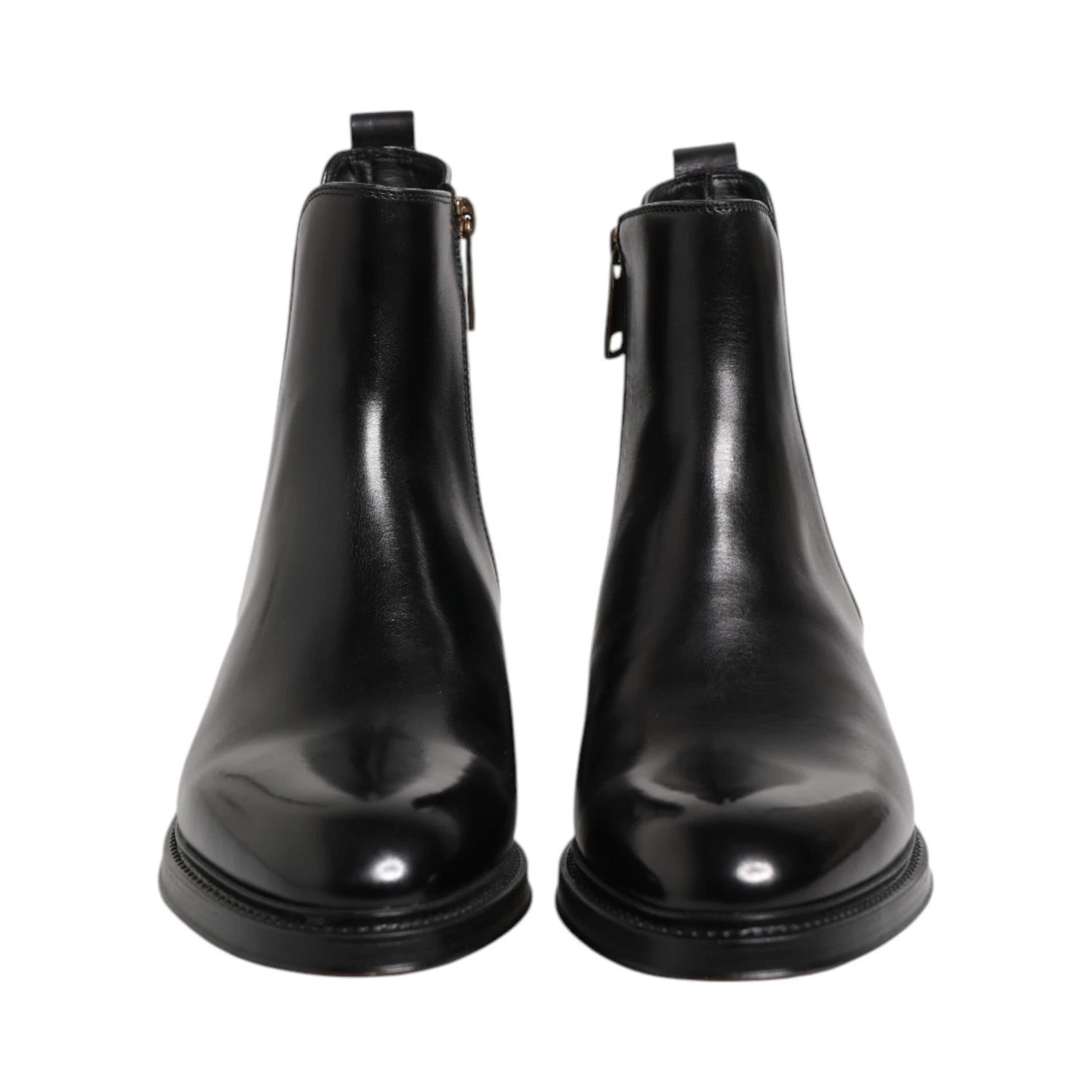 Black Chelsea Leather Mid Calf Boots Shoes