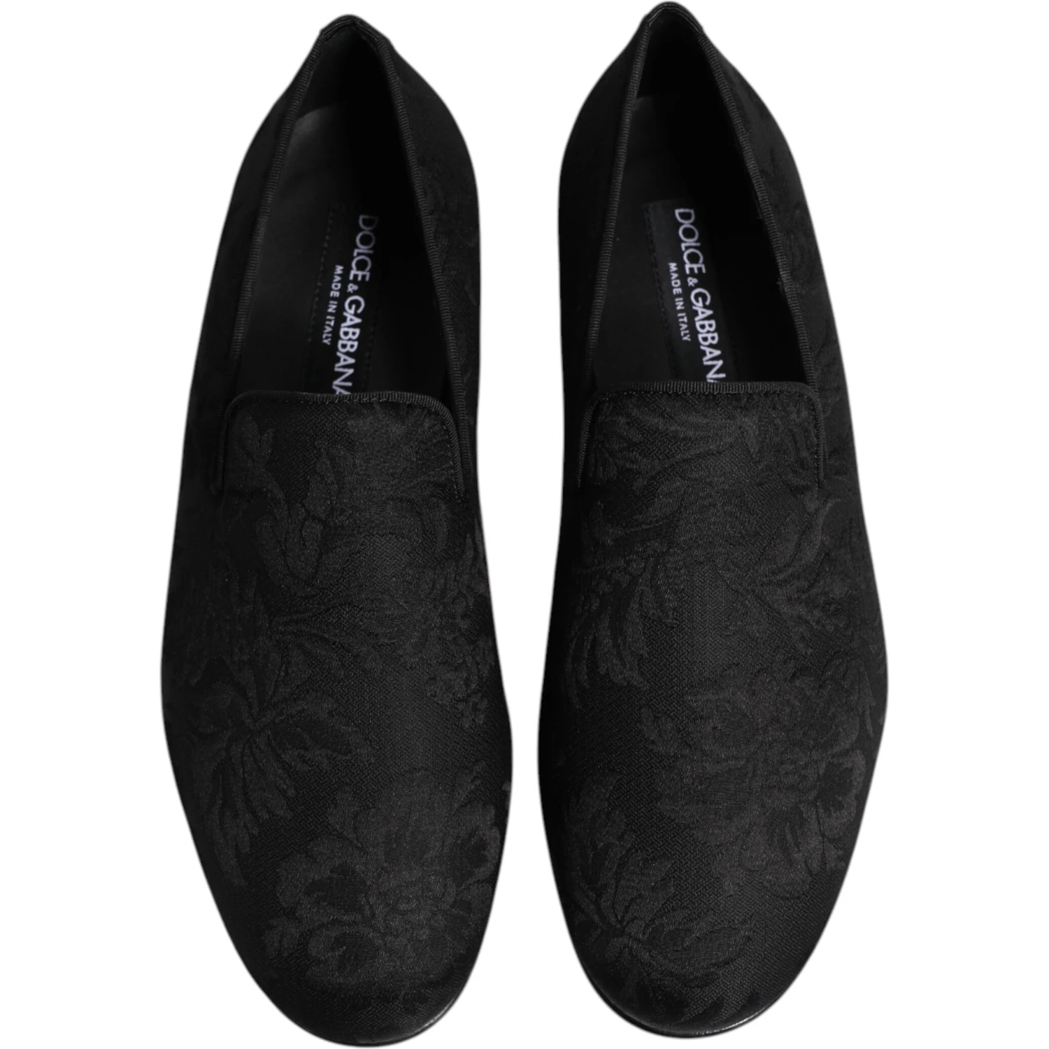 Black Floral Brocade Loafers Men Dress Shoes