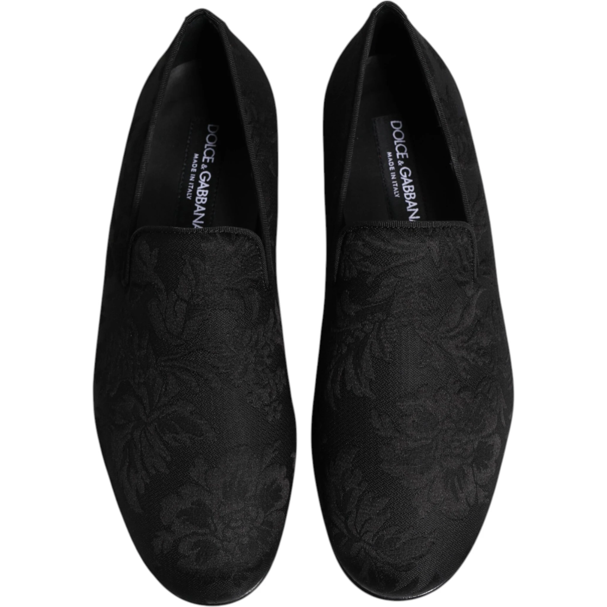 Black Floral Brocade Loafers Men Dress Shoes