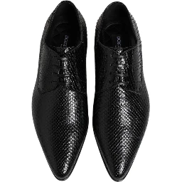 Black Exotic Leather Lace Up Derby Shoes