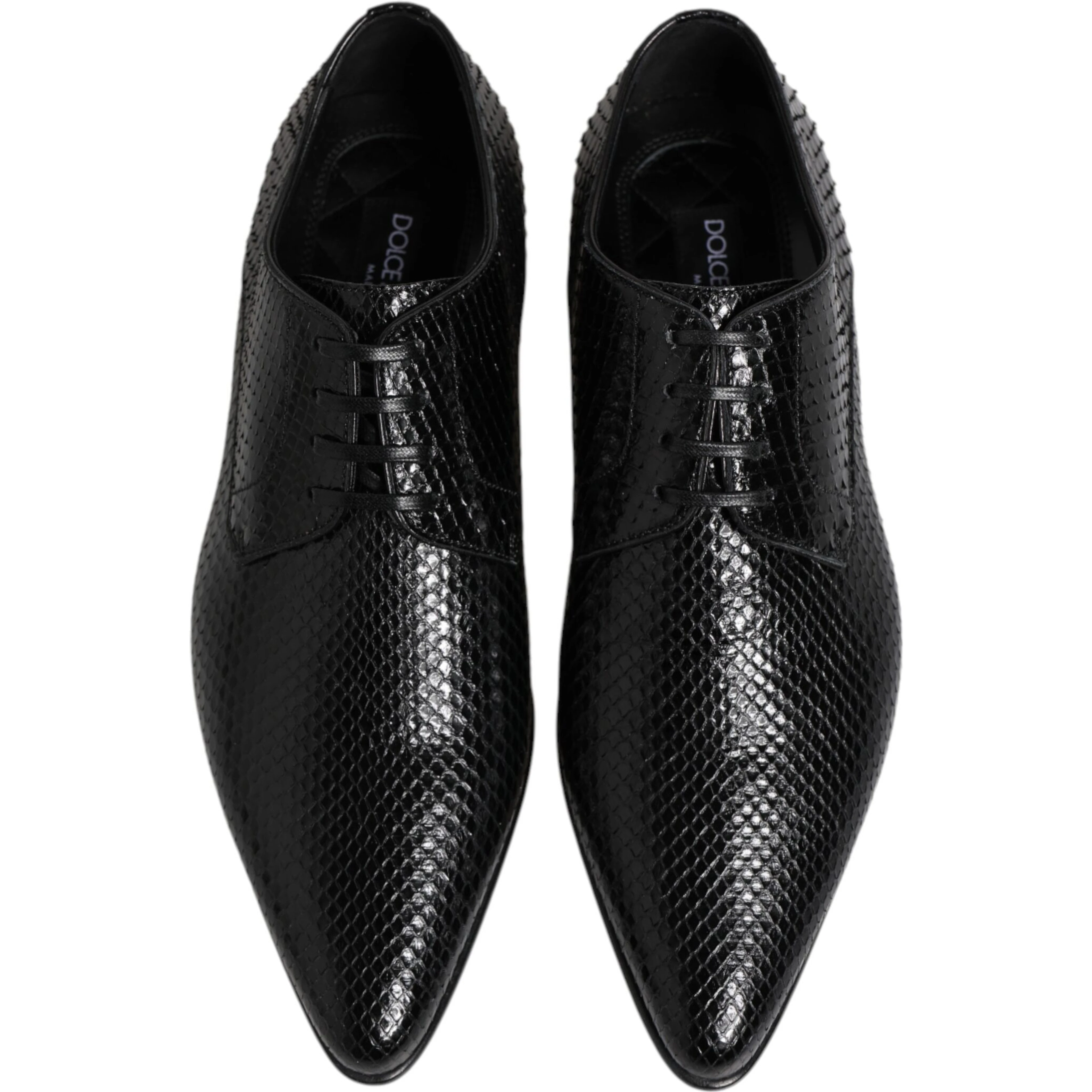 Black Exotic Leather Lace Up Derby Shoes