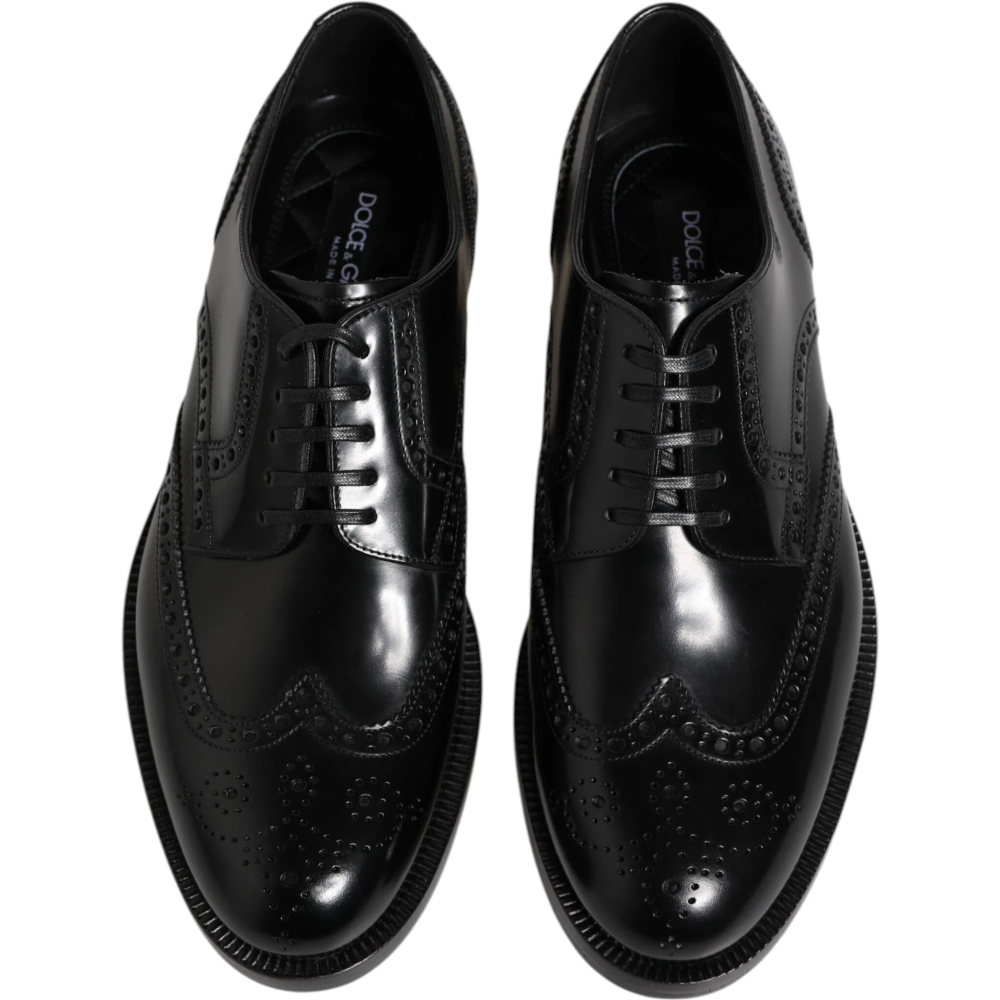 Black Leather Derby Wingtip Formal Shoes