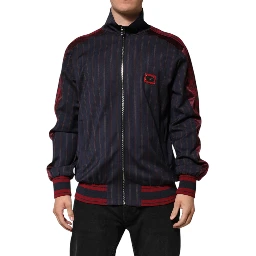 Blue Red Striped Logo Plaque Full Zip Jacket