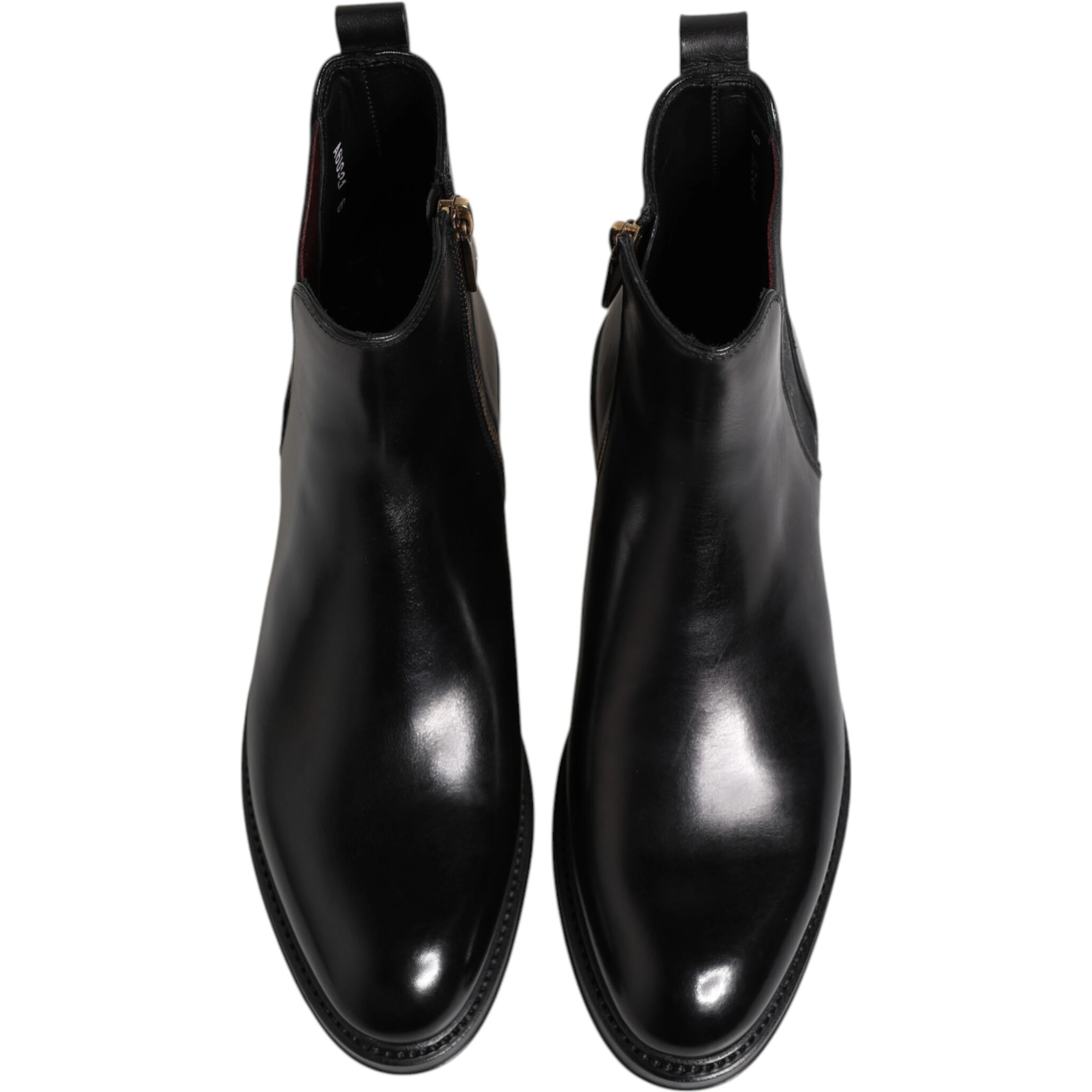Black Chelsea Leather Mid Calf Boots Shoes