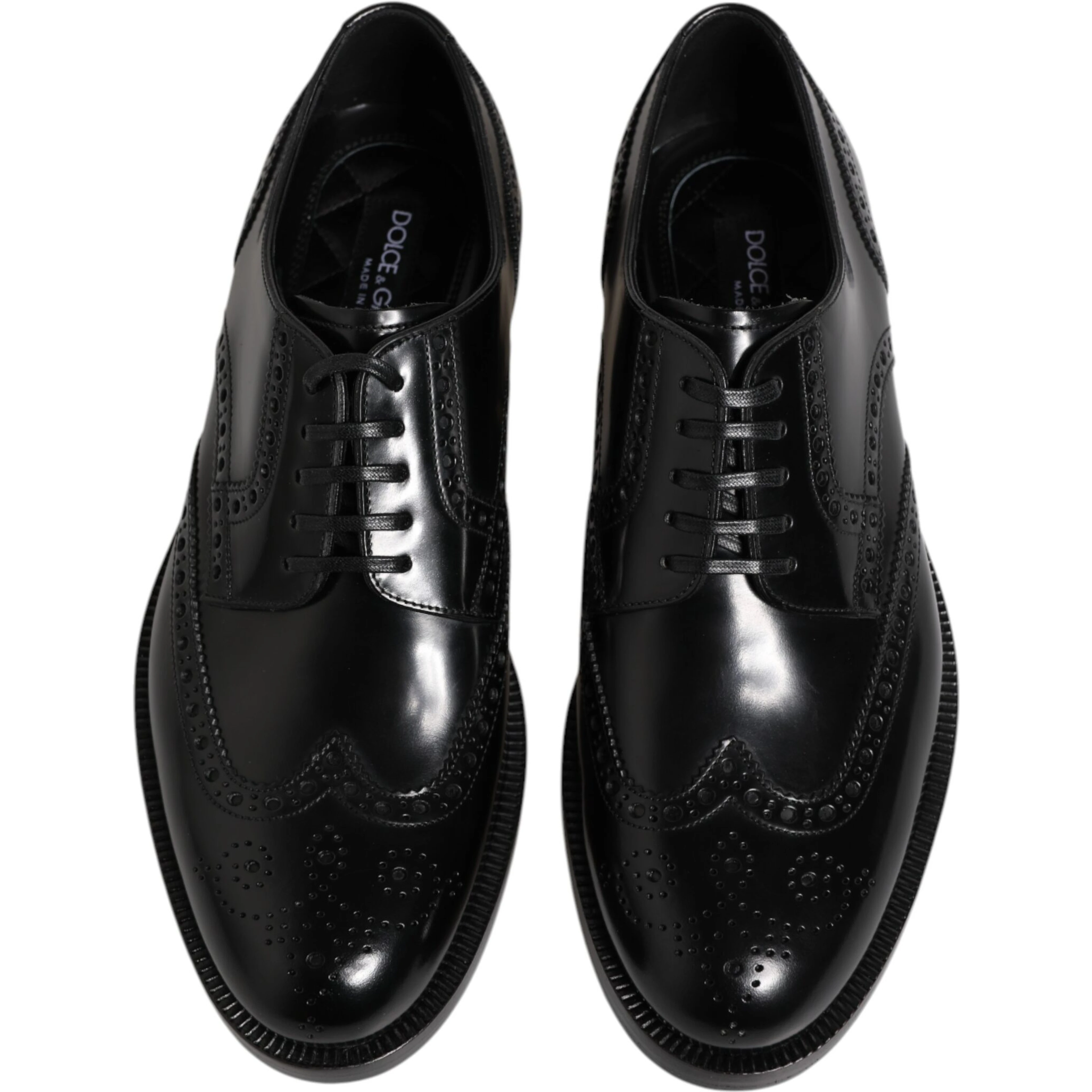 Black Leather Derby Wingtip Formal Shoes
