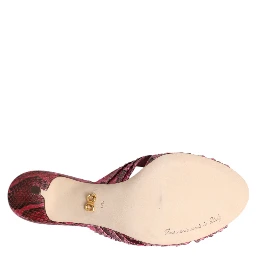 Pink Leather Heels Slides Sandals Shoes