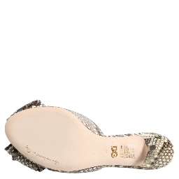 Multicolor Keira Bow Leather Peep Toe Mules Shoes