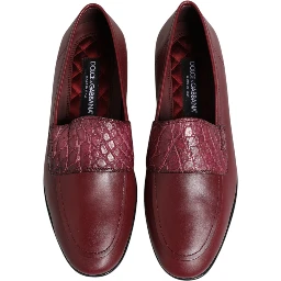 Burgundy Leather Formal Slip On Shoes