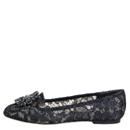 Blue Taormina Lace Crystals Flats Shoes