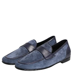 Blue Suede Leather Loafers Moccasin Shoes